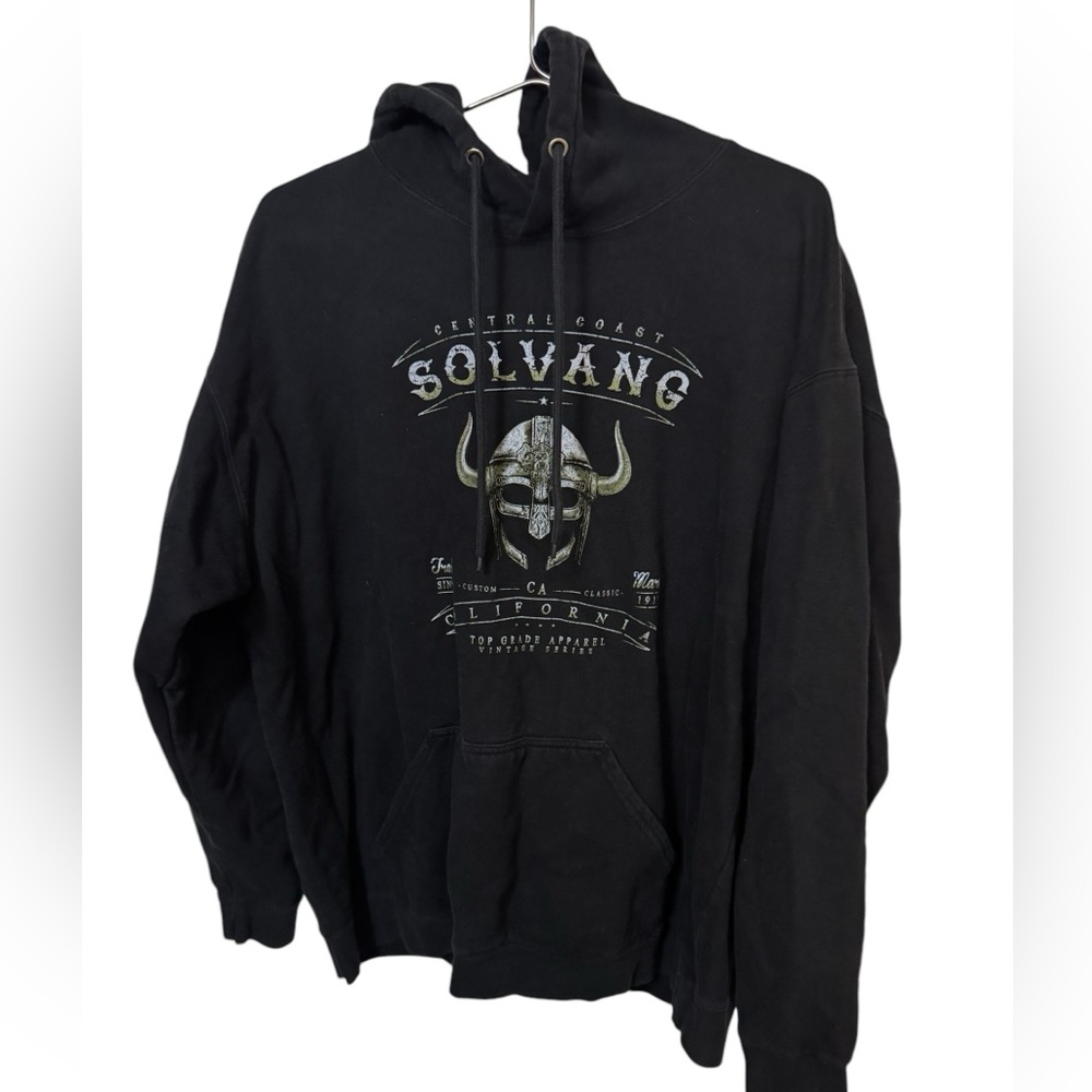 Vintage Solvang Central Coast CA Black Men’s XL Hoodie Tab Size Tag MINTY